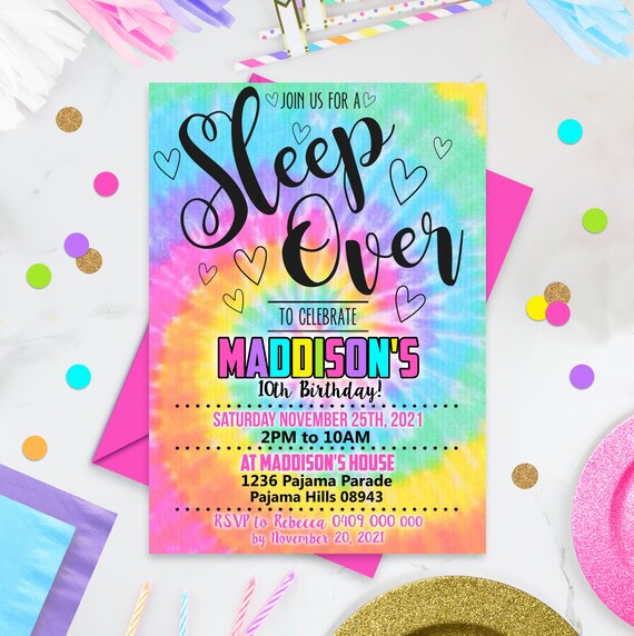 SLEEP OVER PARTY Invitation Slumber Invitation Sleep Over | Etsy