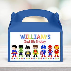 Superhero Gable Box Favor Label Superhero Gift Box Superhero Birthday Party Gable Box label Download Superhero Party decor Boy Superhero