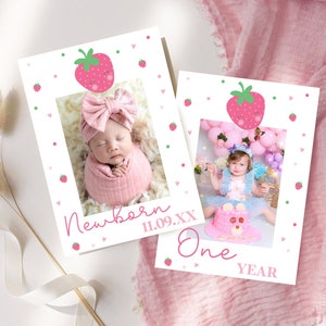 BERRY First Birthday Banner Download Strawberry Birthday Banner Editable Strawberry Monthly Photo Banner Berry 1st Birthday Photo Banner