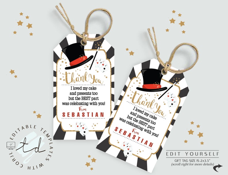 MAGIC FAVOR TAG Editable Magic Show Favor Tag Magic Party Etsy