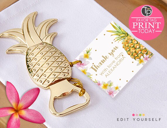 Pineapple Favor Tag Pineapple Gift Tags Pineapple Thank you | Etsy