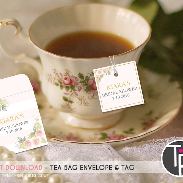 TEABAG ENVELOPE Instant Download High Tea Party Favor Teabag tags Floral Teabag tags Tea Bag Tags Editable Teabag Favor tag Bridal Shower 1D