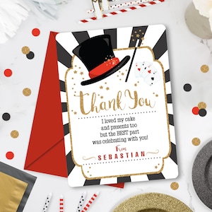 MAGIC DANK U Card Instant download Thankyou Card Magic Party Bedankkaart Corjl Sjabloon Magic Birthday Party Gold Bedankkaart Corjl