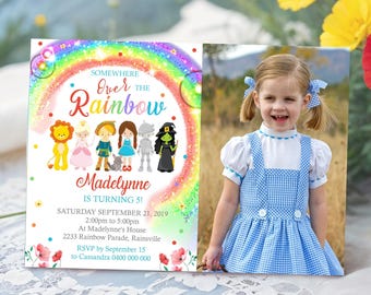 Wizard of Oz Photo Invitation: Rainbow Birthday (Digital Download)