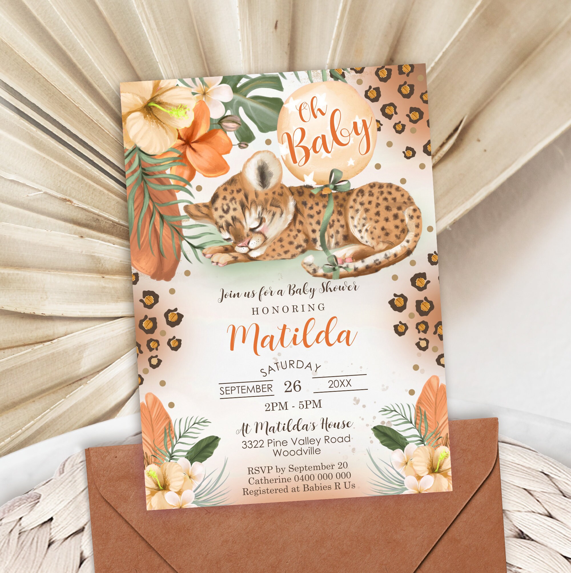 CHEETAH Baby Shower Invitation Gender Neutral Cheetah Baby | Etsy