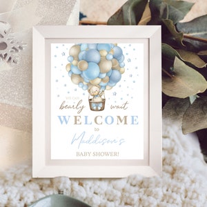 TEDDY BEAR WELCOME Sign Editable Teddy Bear Baby Shower Welcome Sign Bear Welcome Sign Teddy Bear Hot Air Balloon Party Sign Printable B1