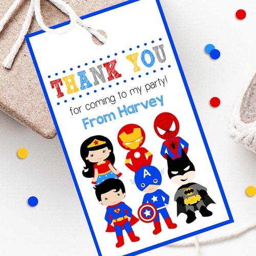 Superhero Favor Editable Superhero Favor Corjl Favor Etsy