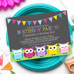 UIL VERJAARDAGsuitnodiging Instant Download UIL uitnodigingen Uil uitnodiging voor feest Uil afdrukbare uil partij bewerkbare Corjl meisje verjaardagsuitnodiging