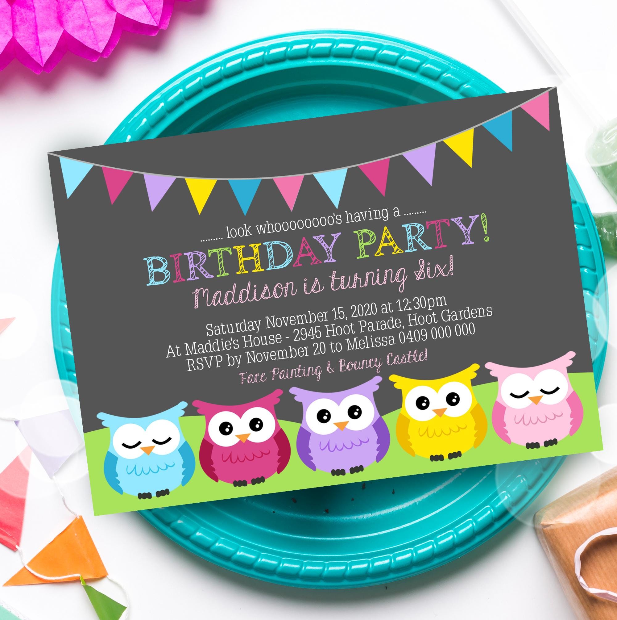 OWL BIRTHDAY Invitation Instant Download OWL Invitations Owl Party Invitation Owl Printable Owl Part