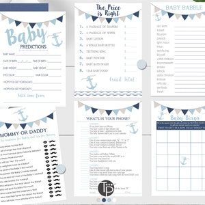NAUTICAL BABY Shower Games Instant download Baby Shower Games Anchor Baby Shower Games Nautical Baby Shower Games Printable Navy Nautical