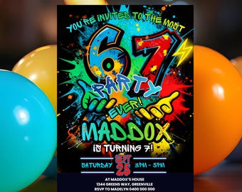 Six Seven Party Invitation | 6 7 Birthday Invite Any Age | The Most 67 Party Ever | Editable Template