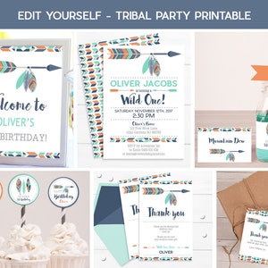 TRIBAL PARTY PRINTABLE, Instant Download Tribal Printable, Wild One ...