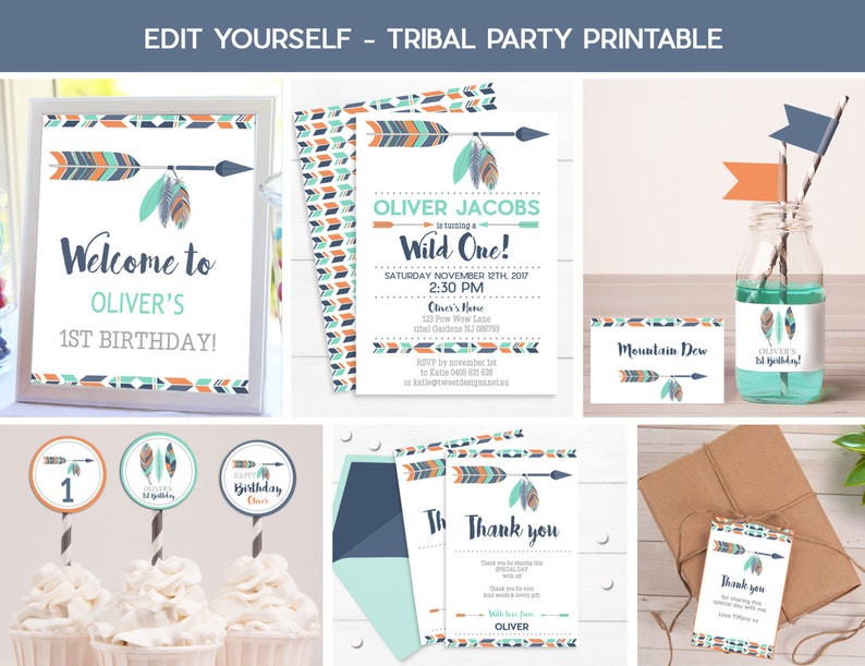 TRIBAL PARTY PRINTABLE Instant Download Tribal Printable | Etsy