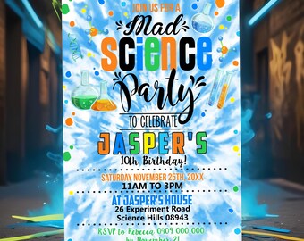 Mad Science Birthday Party Invitation: DIY Editable Template (Digital Download)