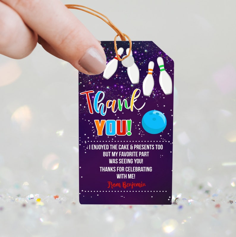BOWLING FAVOR TAG Editable Boy Bowling Favors Corjl Favor Tag Bowling Birthday Party Favor Tag Bowling BoyThank You Bowl
