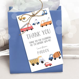 TRANSPORTATION FAVOR tag Étiquettes de faveur de transport modifiables Étiquettes de faveur de transport modernes imprimables Voitures Camions Étiquettes cadeaux Transport Merci