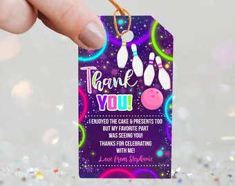 Girl Bowling Party Favor Tag: Editable Thank You Tag (Digital Download)