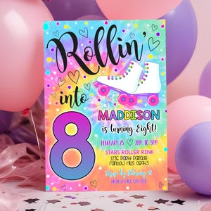ROLLER SKATING BIRTHDAY Invitation Roller Skate Invitation Corjl Invitation Roller Skate Tie Dye Invitation Corjl Skating Party Rolling into