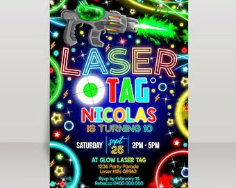 LASER TAG INVITATION Instant download Laser Tag Invite Laser Tag Party Laser Tag Printable Indoor Laser Tag Party Neon Laser Tag Invitation