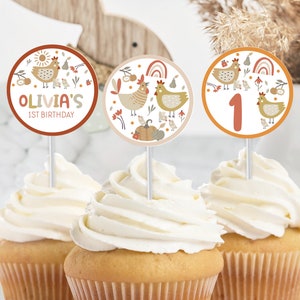 36 Süße Hühner-Cupcake-Topper Für Bauernhof-Party | Deko Für Kindergeburtstag, Babyparty, 1. 2. 3. Geburtstag