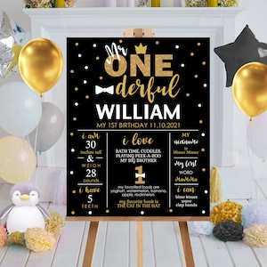 MR ONEDERFUL Decoraciones de cumpleaños Editable Mr Onederful Milestone Cartel de cumpleaños Imprimible Mr Onederful Chalkboard Milestone Poster