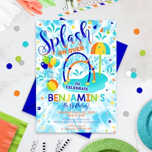 SPLASH  PAD PARTY Invitation Editable Splash Invitation Boy Water Park Party Invitation Download Splash Party Invitation Waterpark Invite