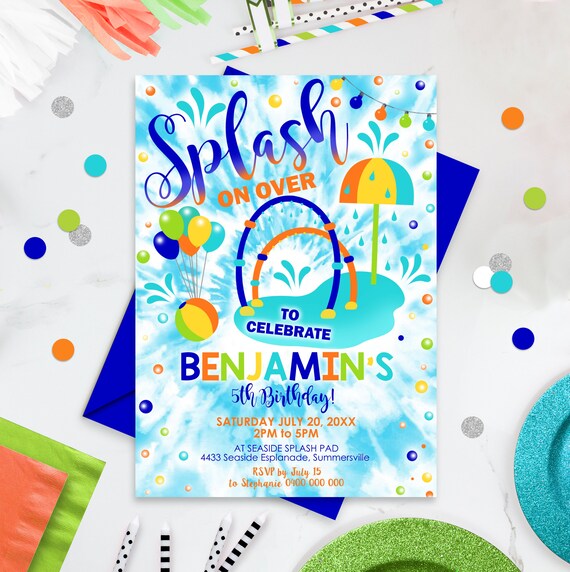 SPLASH PAD PARTY Invitation Editable Splash Invitation Boy - Etsy