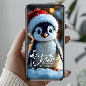 KERST Videokaart Geanimeerd Leuke kerst Mobiele video Kerst Instagram Reel Pinguïn Kerstkaart Pinguïn met kerstmuts op MP4