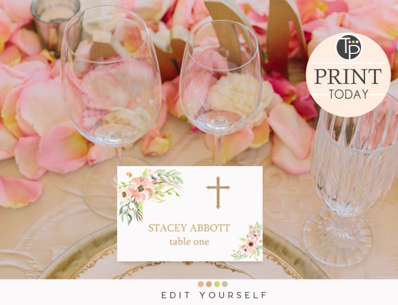 Baptism Place Cards Instant Download Place Cards Baptism Etsy