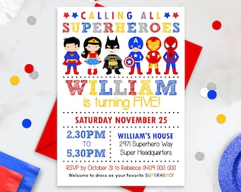 SUPERHERO Party Invitation INSTANT DOWNLOAD Superhero Invitations Superhero Party Invitation Superhero printable Editable Corjl Superhero