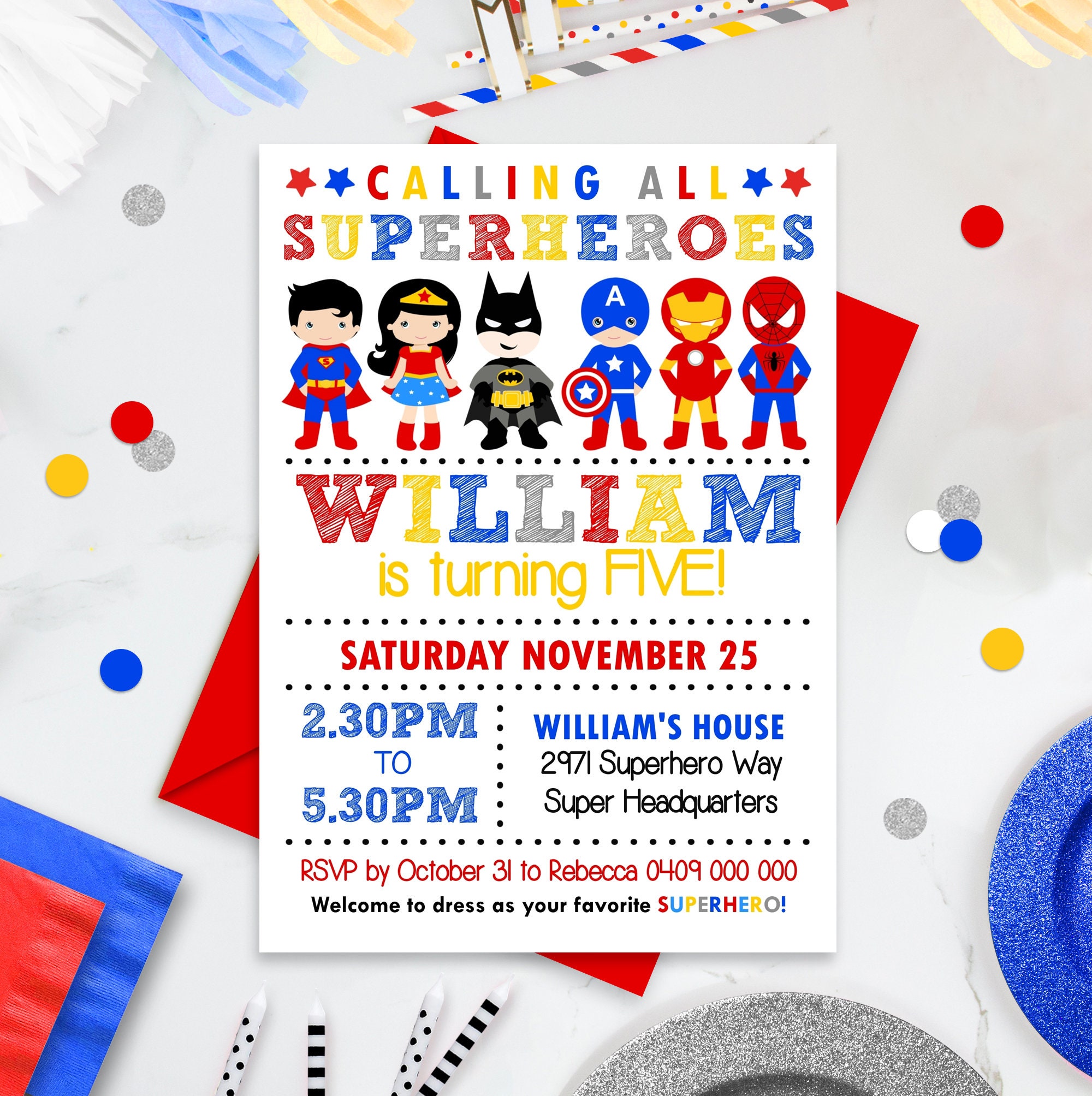Superhero invitations on sale