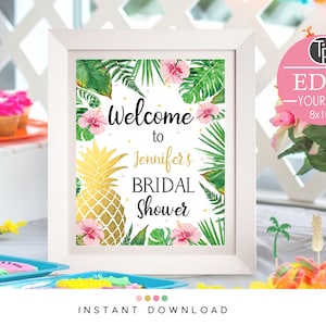 Pineapple Bridal Shower Welcome Sign, Tropical Bridal Shower Welcome Sign, Gold Pineapple Bridal Shower, Summer Bridal Shower Welcome Sign