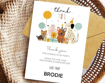 Dog Birthday Thank You Card: Modern Puppy Pawty Note (Digital Download)
