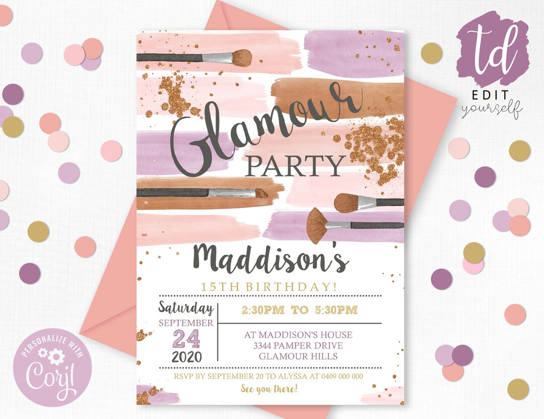 GLAMOUR PARTY INVITATION Glamour Birthday Invitation Glamour Etsy