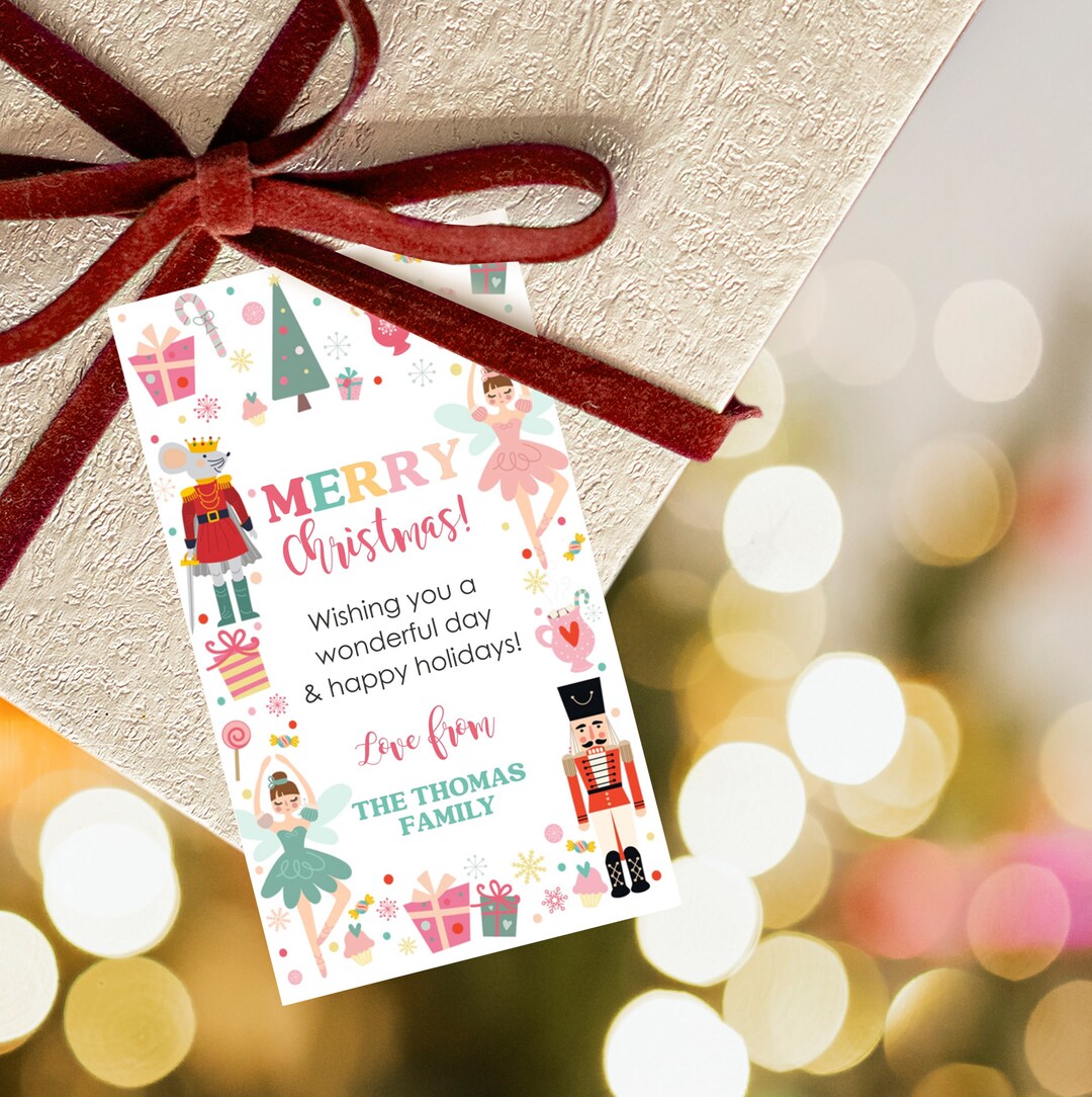 Nutcracker GIFT TAGS Editable Nutcracker Favor Tag Cute Christmas Favor ...