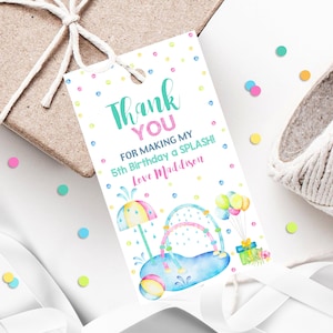 SPLASH PAD FAVOR tag Editable Splash Pad Favor Tags Printable Water park Gift Tag Splash Pad Party Favor Tag Corjl Splash Pad Thank you Tag