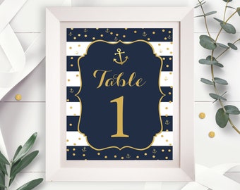 NAUTICAL Table Numbers Editable Anchor Table Numbers Printable Nautical Table Numbers Baptism Table Numbers Nautical Baptism Table Numbers