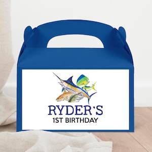 Angeln Gable Box Favor Label The Big One Label für Geschenk-Box Angeln Geburtstagsparty Fisch Gable Box Etikett Instant Download Angeln Favor Box