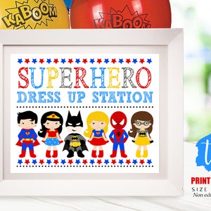 SUPERHERO DRESS UP Sign Superhero Party Sign Superhero Costume Sign Superhero Dress Up Instant Download Sign Superhero Party Printables 0276