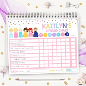 PRINCESS REWARD CHART Editable Princess Reward Chart Instant Download Princess Chore Chart Princess Kids Routine Chart Corjl Template Frozen