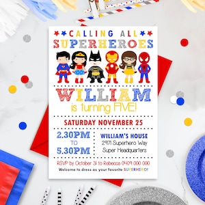 SUPERHERO Party Invitation INSTANT DOWNLOAD Superhero Invitations Superhero Party Invitation Superhero printable Editable Corjl Iron Man