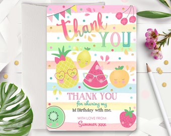 Fruity Cocktail Personalized Party Thank You Cards Fruity Cocktail Personalized Party Thank You Cards