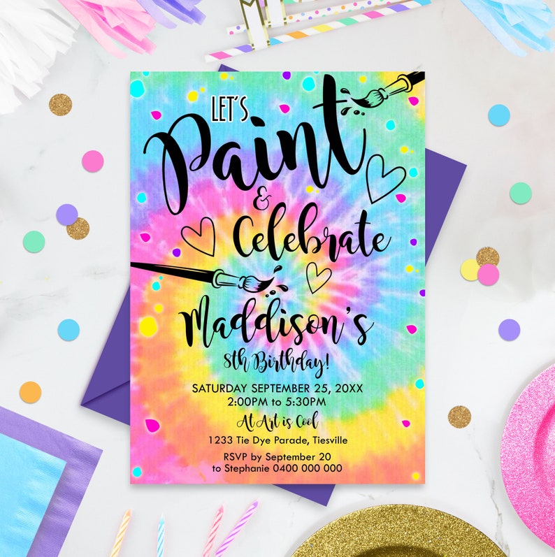 PAINT PARTY INVITATION Instant Download Tie Dye Paint Etsy Australia