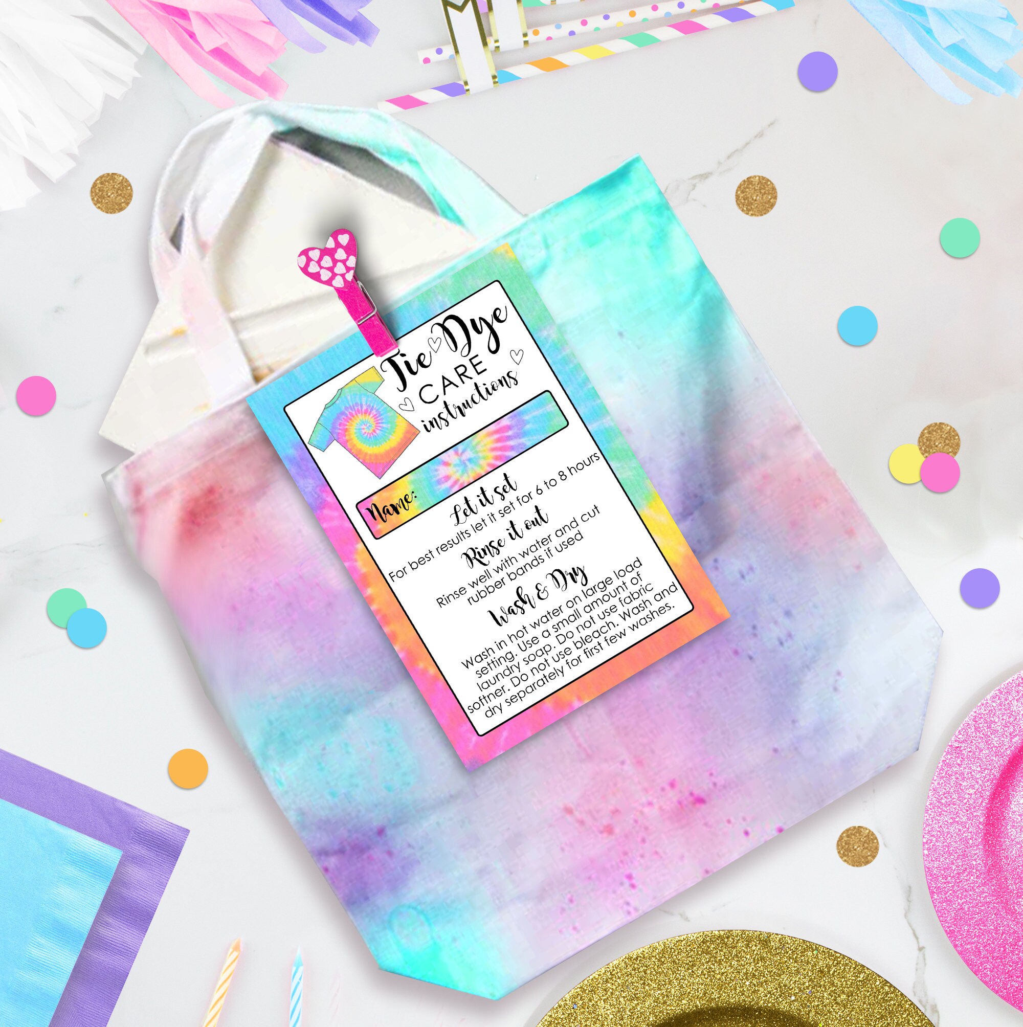 Tie Dye Wash Instructions Printable
