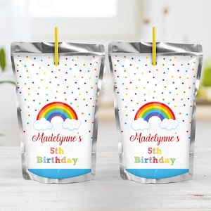 Regenbogen Caprisun Label Druckbare Regenbogen Capri Sun Label Bearbeitbare Regenbogen Saftbeutel Etiketten Regenbogen Party Favors Caprisun Wrapper Juice