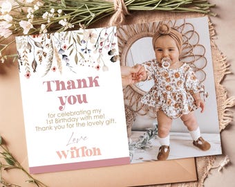 Wildflower Photo Thank You Card: DIY Printable (Digital Download)