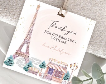 Editable Paris Favor Tag: Eiffel Tower Printable (Digital Download)