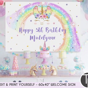 Pastel Baby shower printable SALE Unicorn Baby Shower Backdrop Stars Rainbow Unicorn back drop Magical Unicorn Backdrop party prop