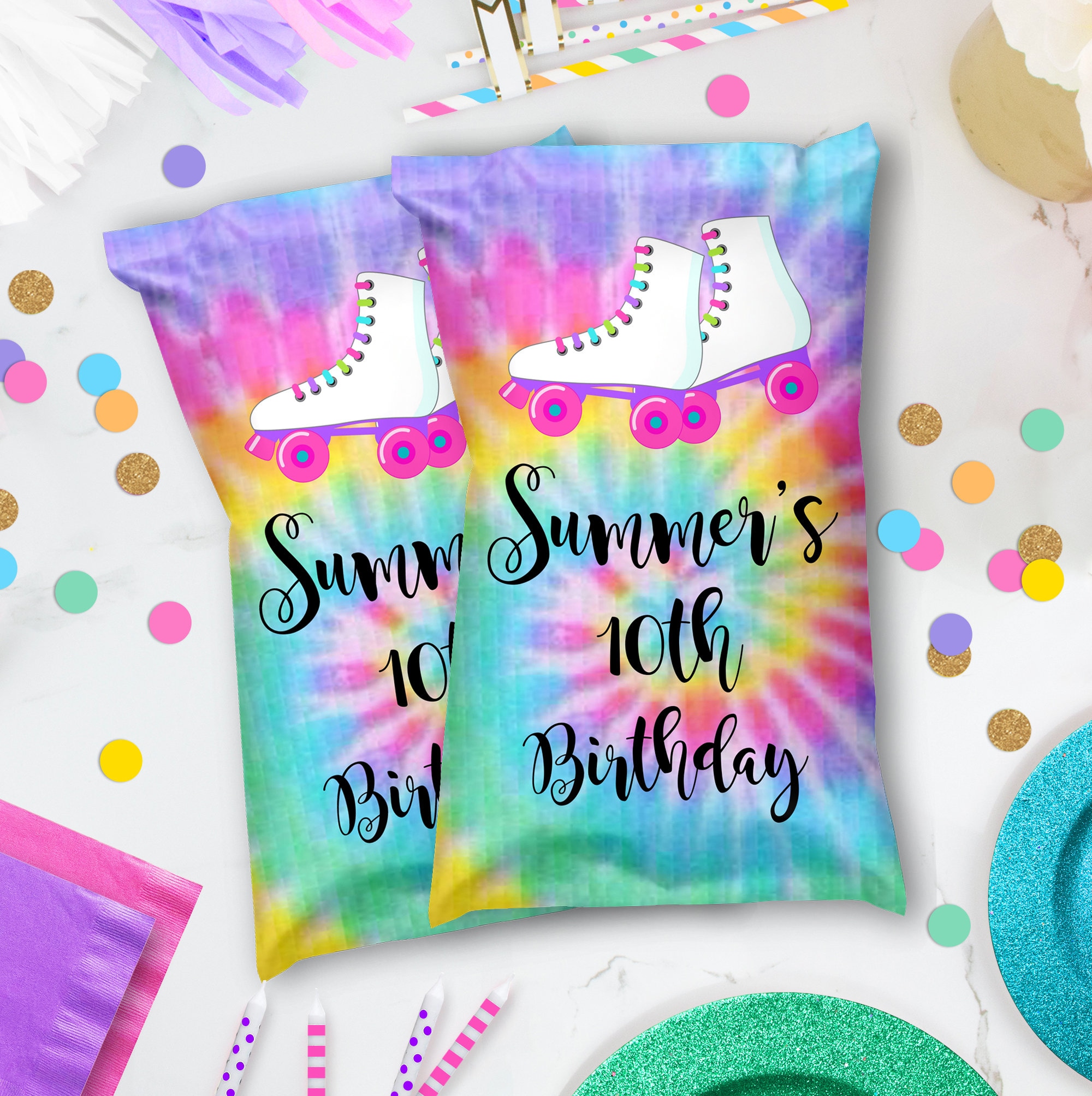 ROLLER SKATE Chip Bag Printable Tie Dye Roller Skate Chip Bag Etsy UK