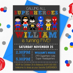 SUPERHERO INVITATION EDITABLE Superhero Invitation Superhero Party Superhero Boy Girl Party Invitation Corjl Editable Superhero Invite 0276 image 3